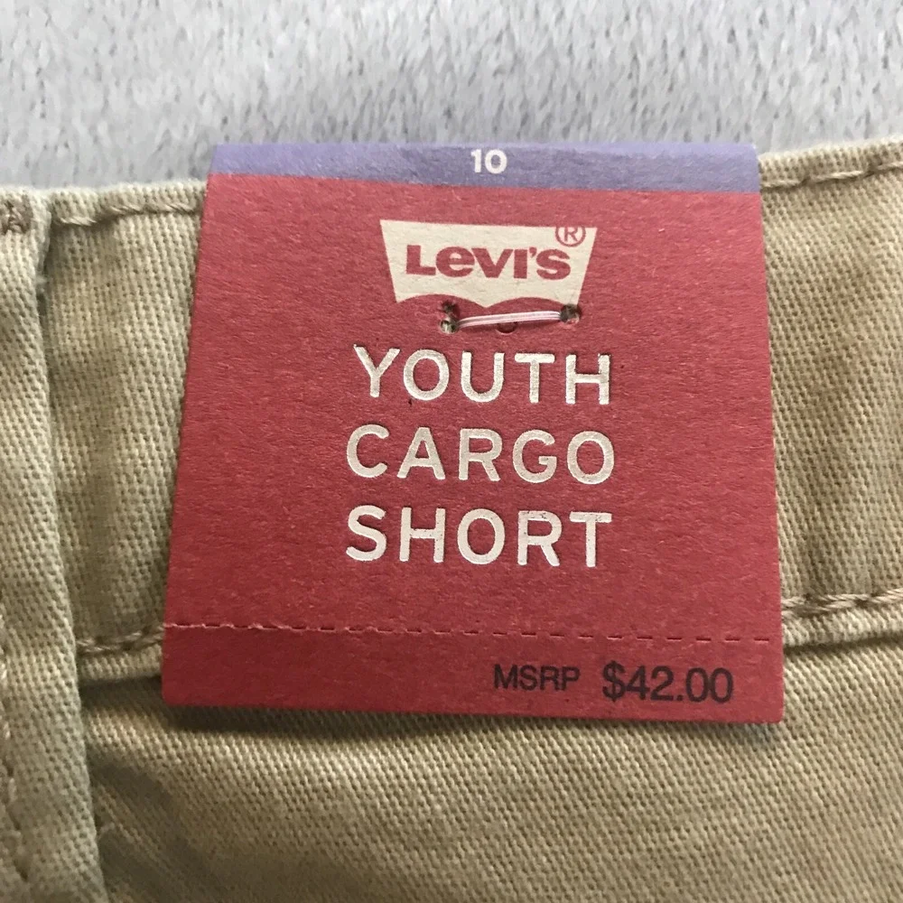 NEW! Levi's Youth Cargo Shorts Boys 10 Regular Tan Flex Stretch Cotton Waist 25